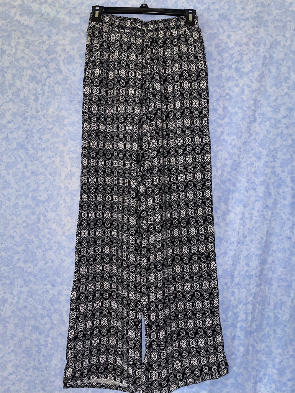 Bebop: Black and White Paisley Print Wide-Leg Pants